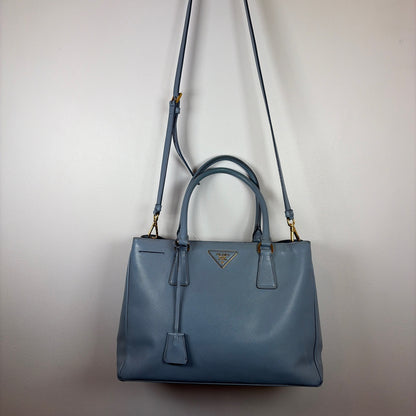 Pre-Owned Prada Light Blue Leather Designer Handbag