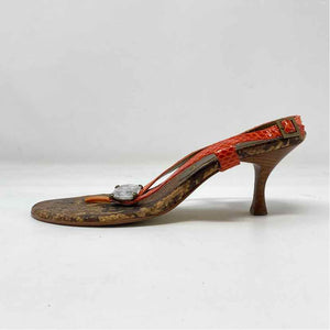 Pre-Owned Shoe Size 8 Beverly Feldman Orange W/ Brown Heels