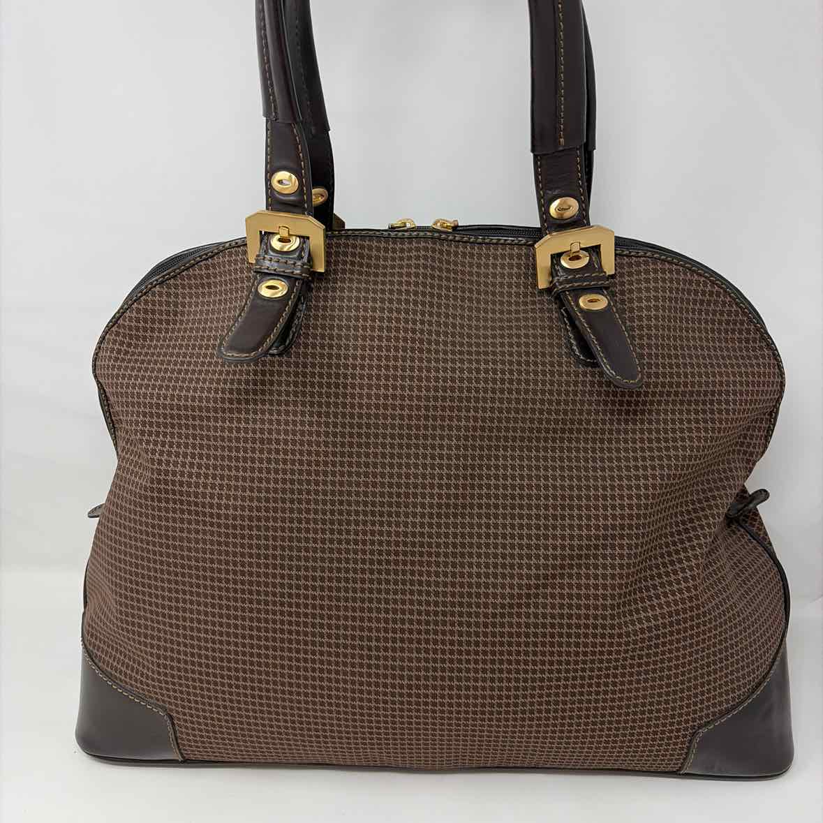 Pre-Owned Adrienne Vittadini Brown Print Fabric Handbag
