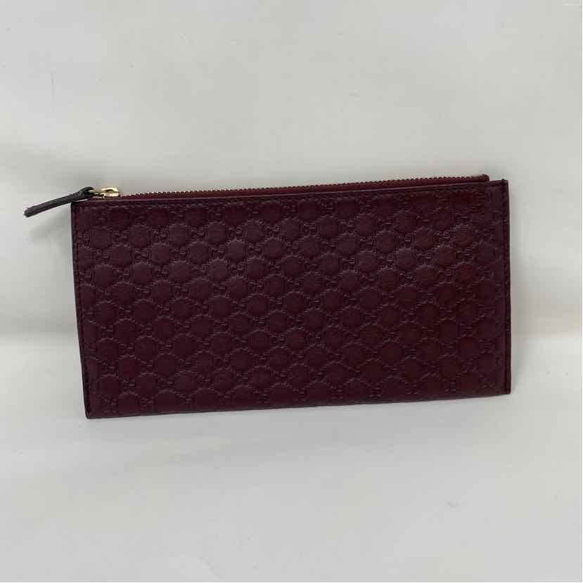 Pre-Owned Gucci Burgundy Leather Designer Wallet
