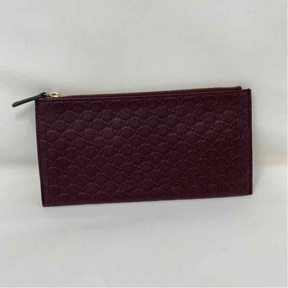Pre-Owned Gucci Burgundy Leather Designer Wallet
