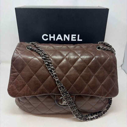 Pre-Owned Chanel Brown Leather Designer Handbag