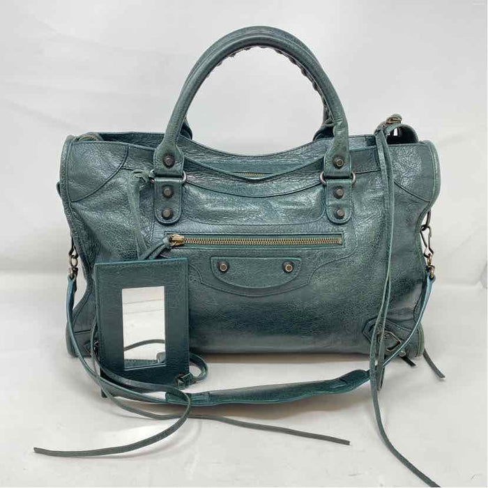 Pre-Owned Balenciaga Green Leather Designer Handbag