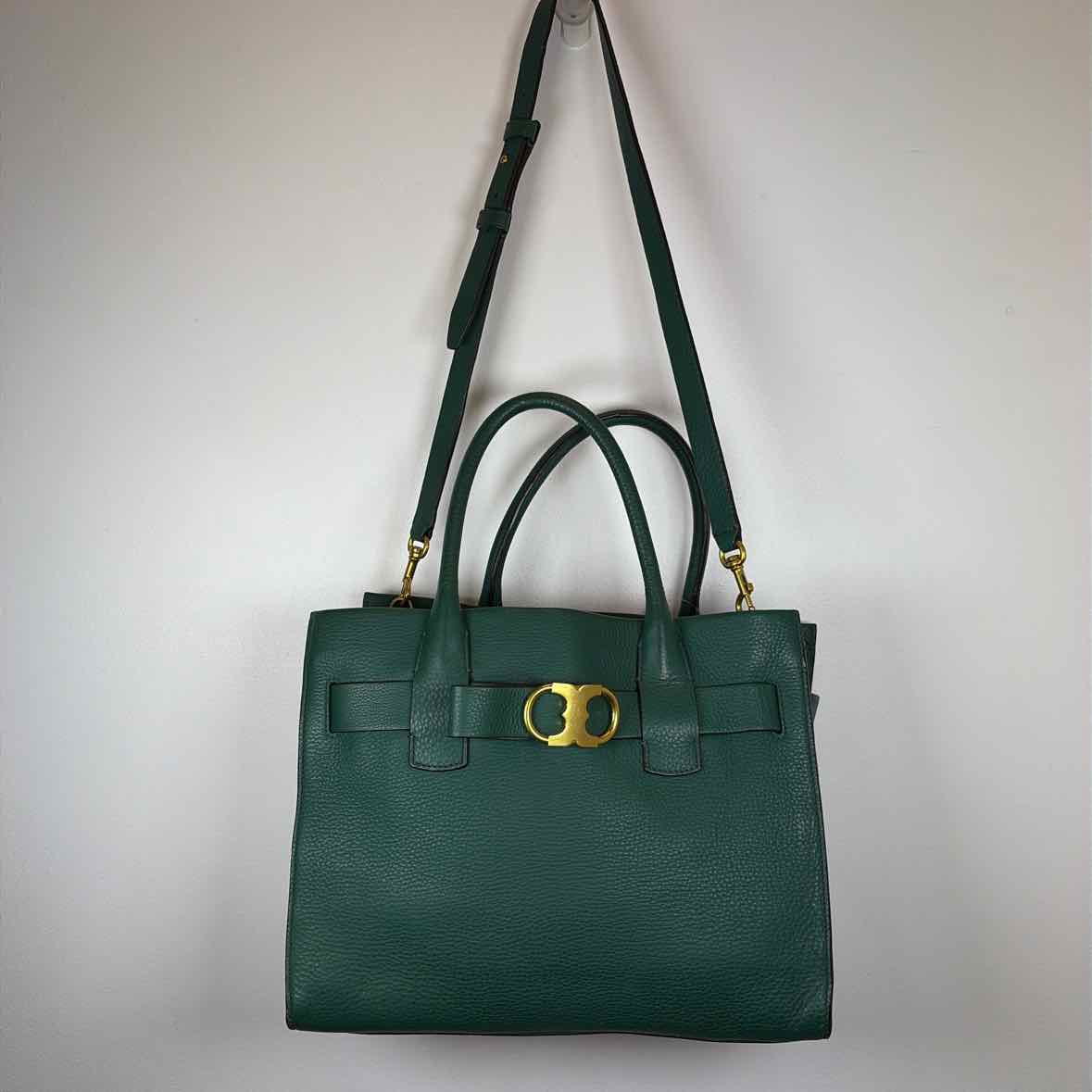 Pre-Owned Tory Burch Green Leather Handbag