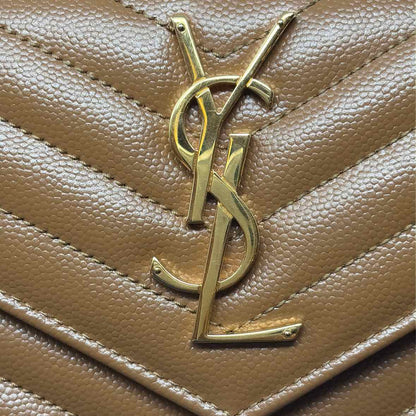 Pre-Owned Saint Laurent Cognac Leather Designer Wallet