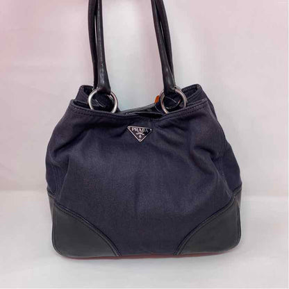Pre-Owned Prada Black Denim Designer Handbag