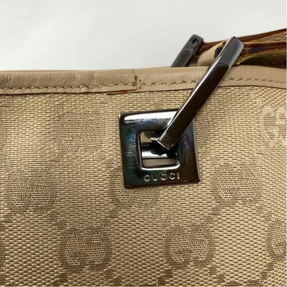 Pre-Owned Gucci Cream Canvas Designer Handbag