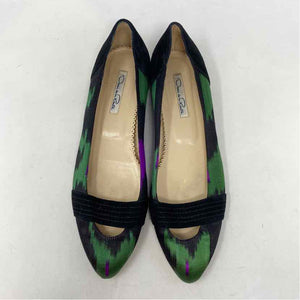 Pre-Owned Shoe Size 9 Oscar de La Renta Black Multi Flats