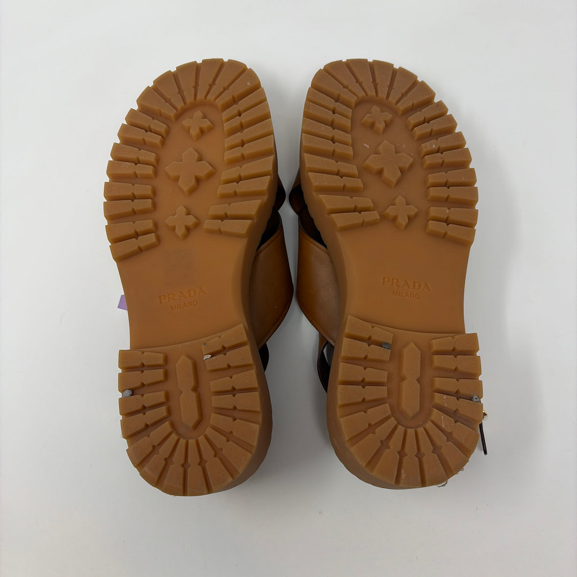 Pre-Owned Prada Cognac Leather Shoe Size 9.5 Designer Shoes