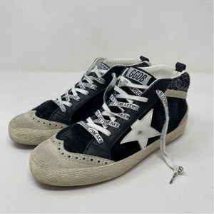Pre-Owned Golden Goose Black & White Leather Shoe Size 6.5 Designer Shoes