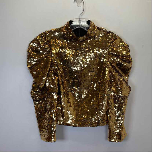 Pre-Owned Size 6/M Alice & Olivia Gold Top