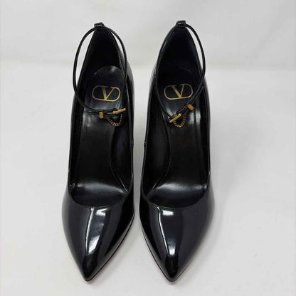 Pre-Owned Valentino Black Patent Shoe Size 8.5 Designer Shoes
