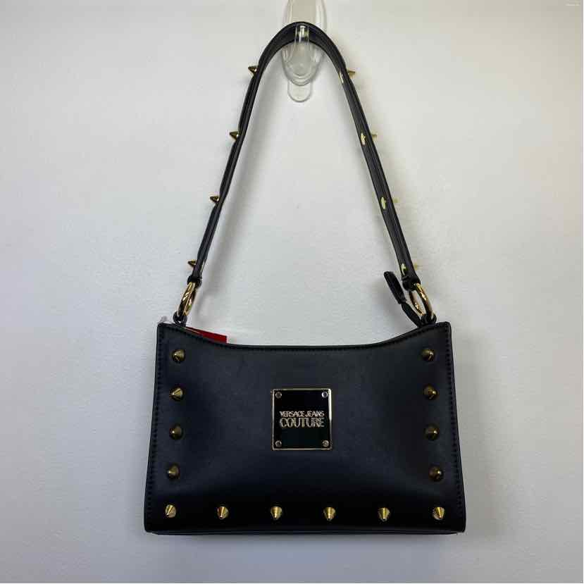 Pre-Owned Versace Jeans Coutre Black & Gold Leather Handbag