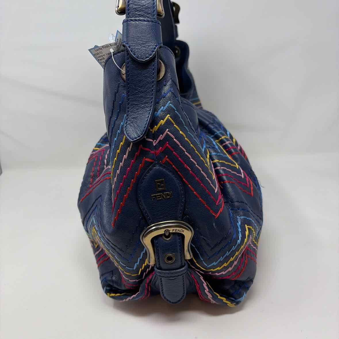 Pre-Owned Fendi Navy Leather Designer Handbag