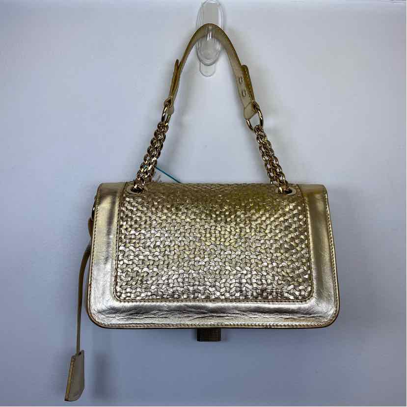 Pre-Owned Jimmy Choo Gold Leather Designer Handbag