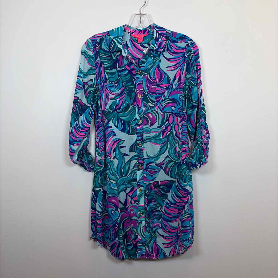 Pre-Owned Size XS Lilly Pulitzer Teal Multi Casual Dress