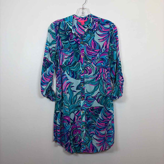 Pre-Owned Size XS Lilly Pulitzer Teal Multi Casual Dress