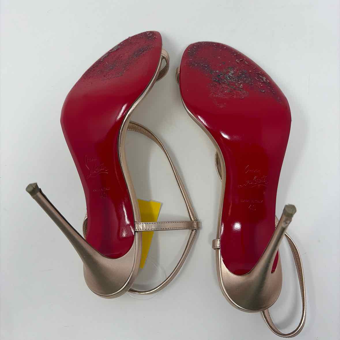 Pre-Owned Christian Louboutin Rose Gold Leather Shoe Size 9.5 Designer Shoes