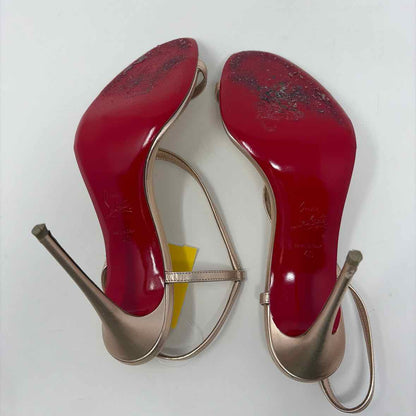 Pre-Owned Christian Louboutin Rose Gold Leather Shoe Size 9.5 Designer Shoes
