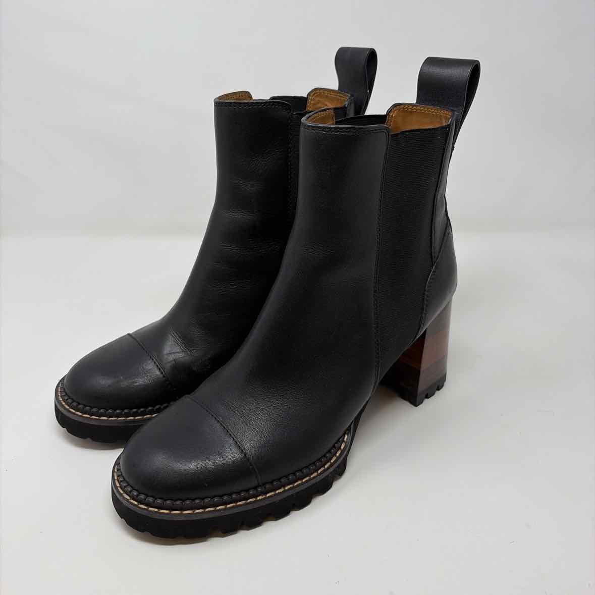 Pre-Owned Shoe Size 9.5 See by Chloe Black Booties