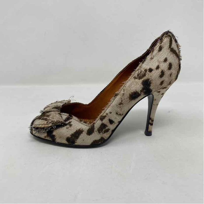 Pre-Owned Vero Cuoio Leopard Fabric Shoe Size 7 Designer Shoes