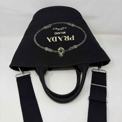 Pre-Owned Prada Black Canvas Designer Handbag