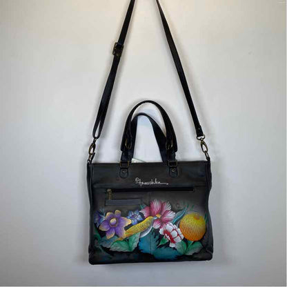 Pre-Owned Anuschka Black Leather Handbag