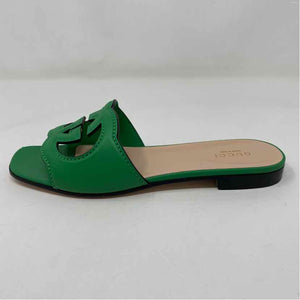 Pre-Owned Gucci Green Leather Shoe Size 6.5 Designer Shoes