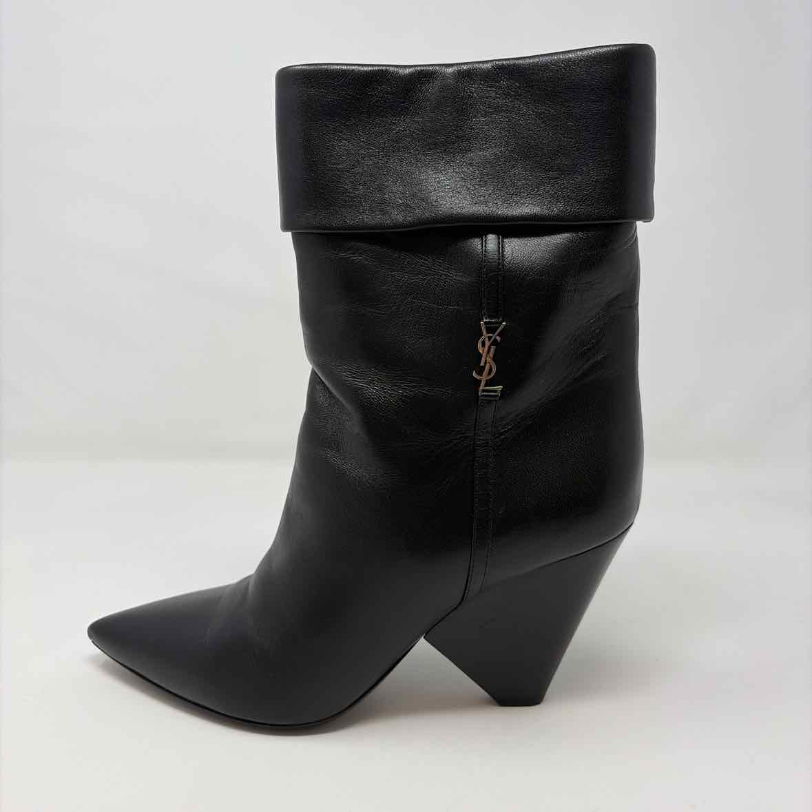 Pre-Owned Saint Laurent Black Leather Shoe Size 7 Designer Shoes