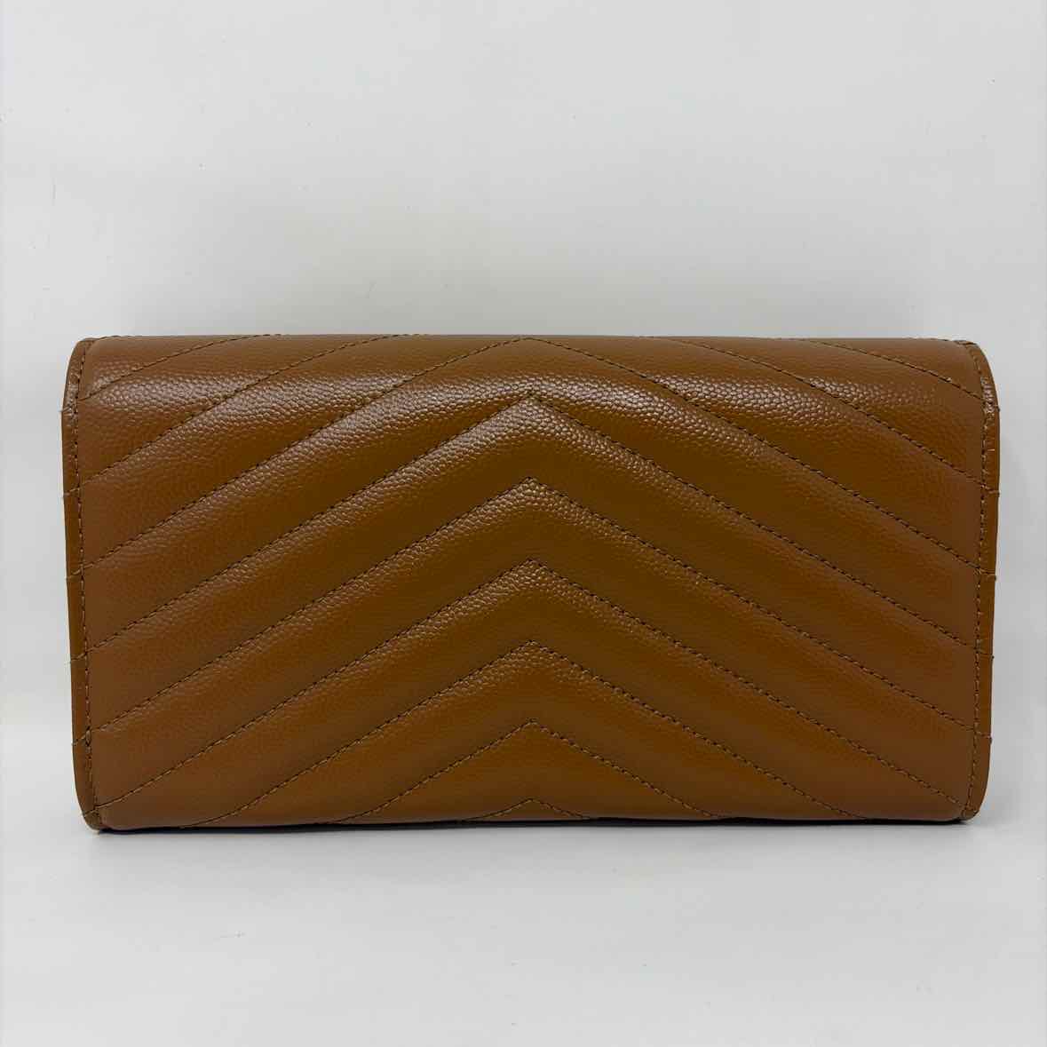 Pre-Owned Saint Laurent Cognac Leather Designer Wallet