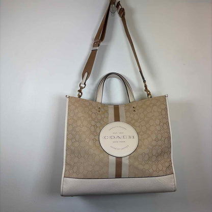 Pre-Owned Coach Cream Fabric Handbag