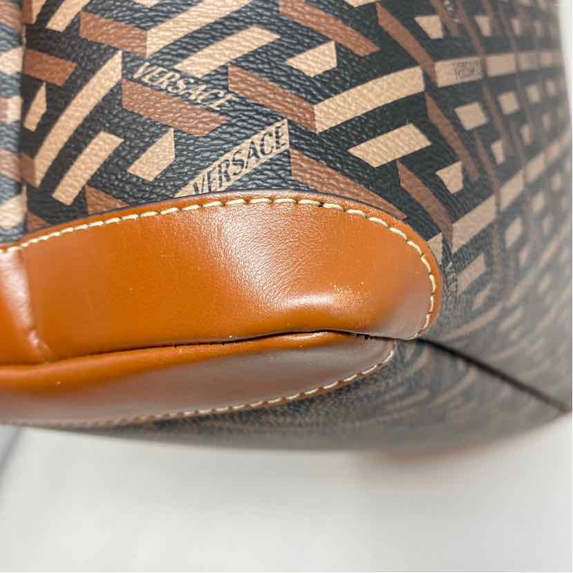 Pre-Owned Versace Cognac Coated Canvas Designer Handbag