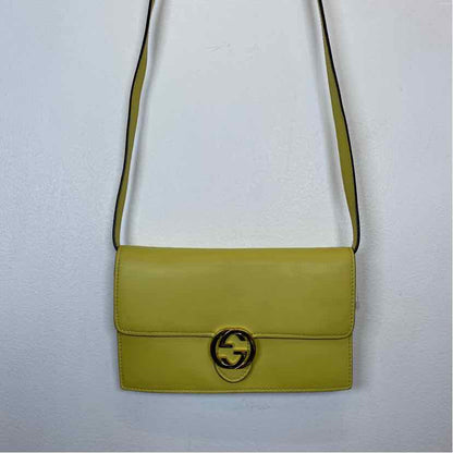 Pre-Owned Gucci Chartreuse Leather Designer Handbag