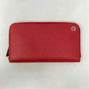Pre-Owned Gucci Red Leather Designer Wallet