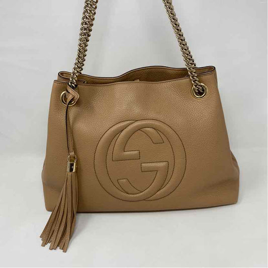 Pre-Owned Gucci Tan Leather Designer Handbag