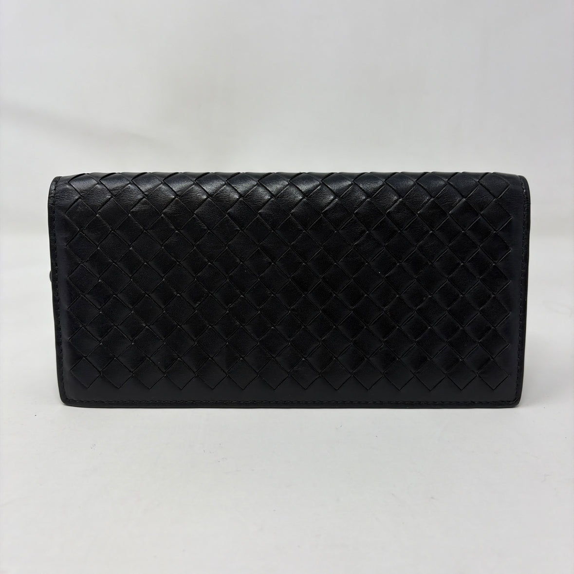 Pre-Owned Bottega Veneta Black Leather Designer Wallet