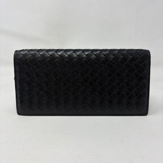 Pre-Owned Bottega Veneta Black Leather Designer Wallet