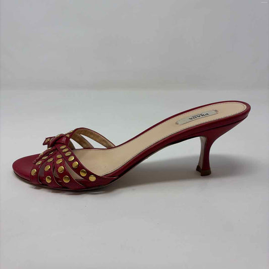 Pre-Owned Prada Red Leather Shoe Size 8.5 Designer Shoes