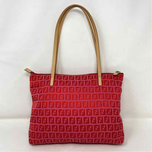 Pre-Owned Fendi Red W/ Pink Canvas Designer Handbag