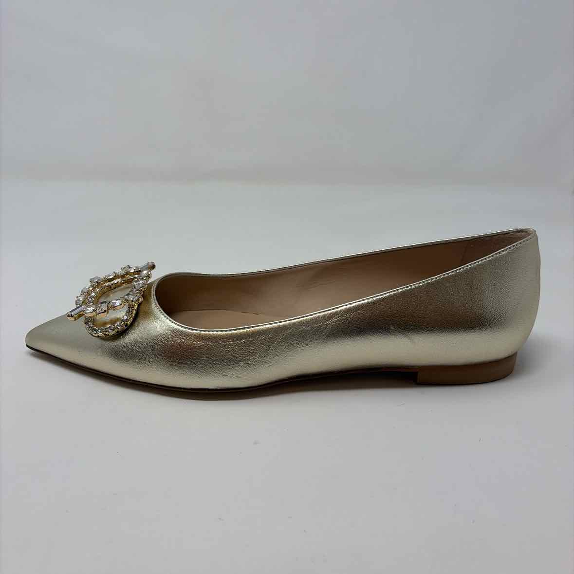 Pre-Owned Shoe Size 8 Stuart Weitzman Gold Flats