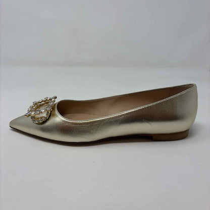 Pre-Owned Shoe Size 8 Stuart Weitzman Gold Flats