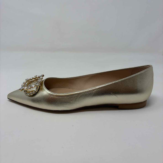 Pre-Owned Shoe Size 8 Stuart Weitzman Gold Flats
