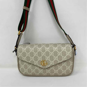 Pre-Owned Gucci Cream Canvas Designer Handbag