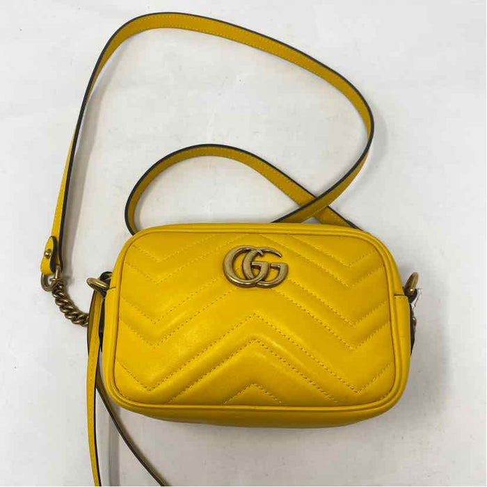 Pre-Owned Gucci Yellow Leather Designer Handbag