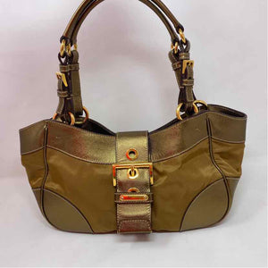 Pre-Owned Prada Gold Fabric Designer Handbag