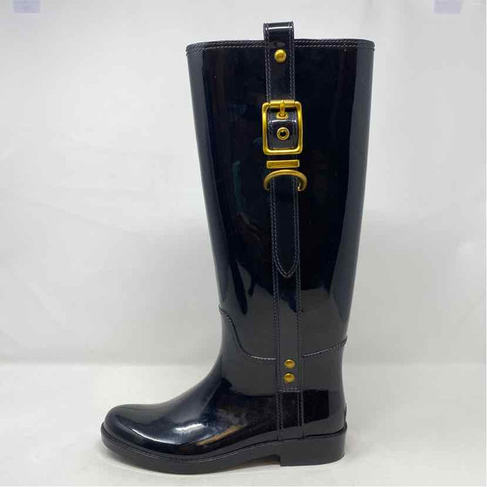 Pre-Owned Shoe Size 6 Coach Black Rainboots