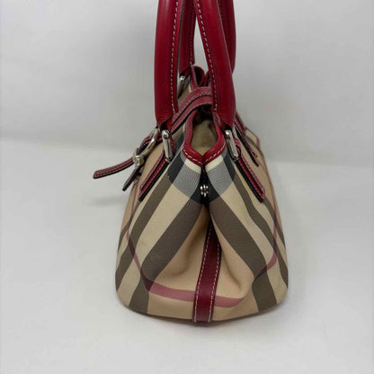 Pre-Owned Burberry Red Multi Coated Canvas Designer Handbag