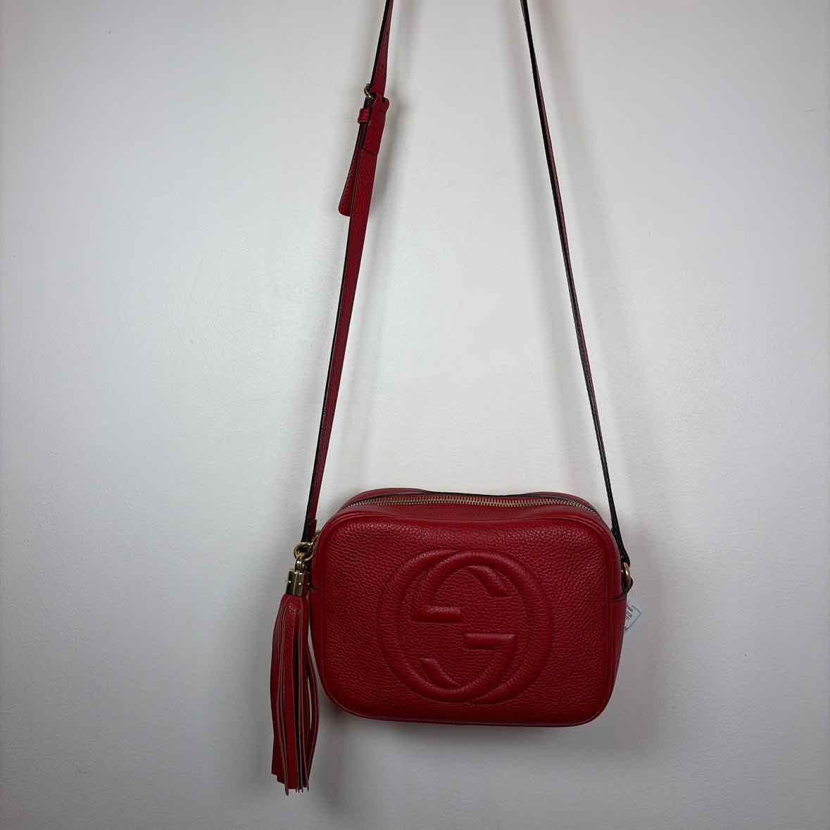 Pre-Owned Gucci Red Leather Designer Handbag