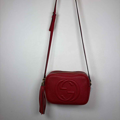 Pre-Owned Gucci Red Leather Designer Handbag