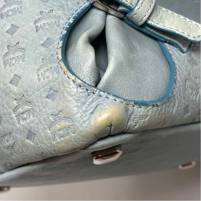 Pre-Owned MCM Turquoise Leather Designer Handbag
